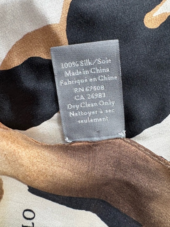 Vince Camuto Silk Animal Print Scarf - Black and Tan - Picture 6 of 6